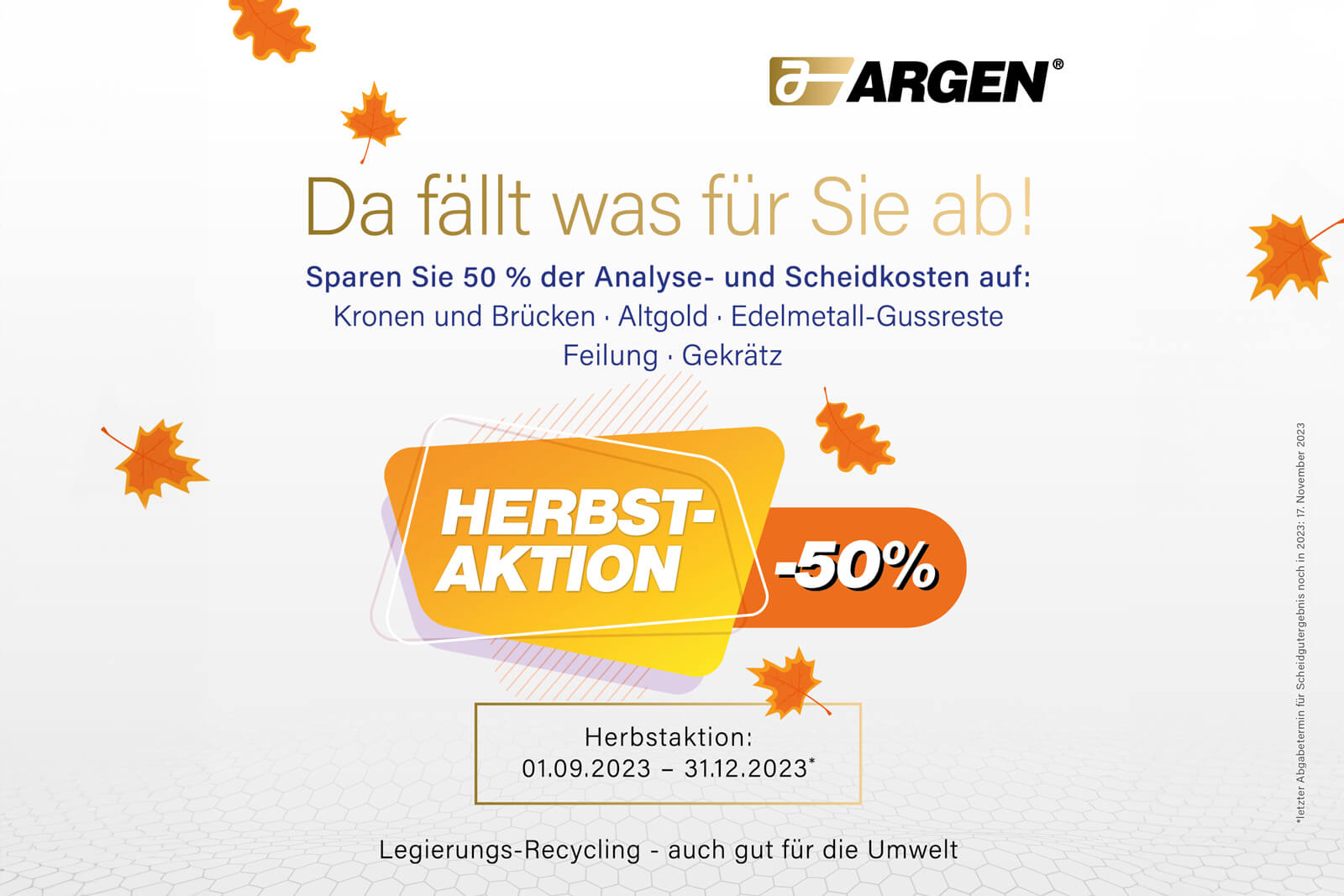 Argen Dental GmbH - News - Herbstaktion 50% Rabatt